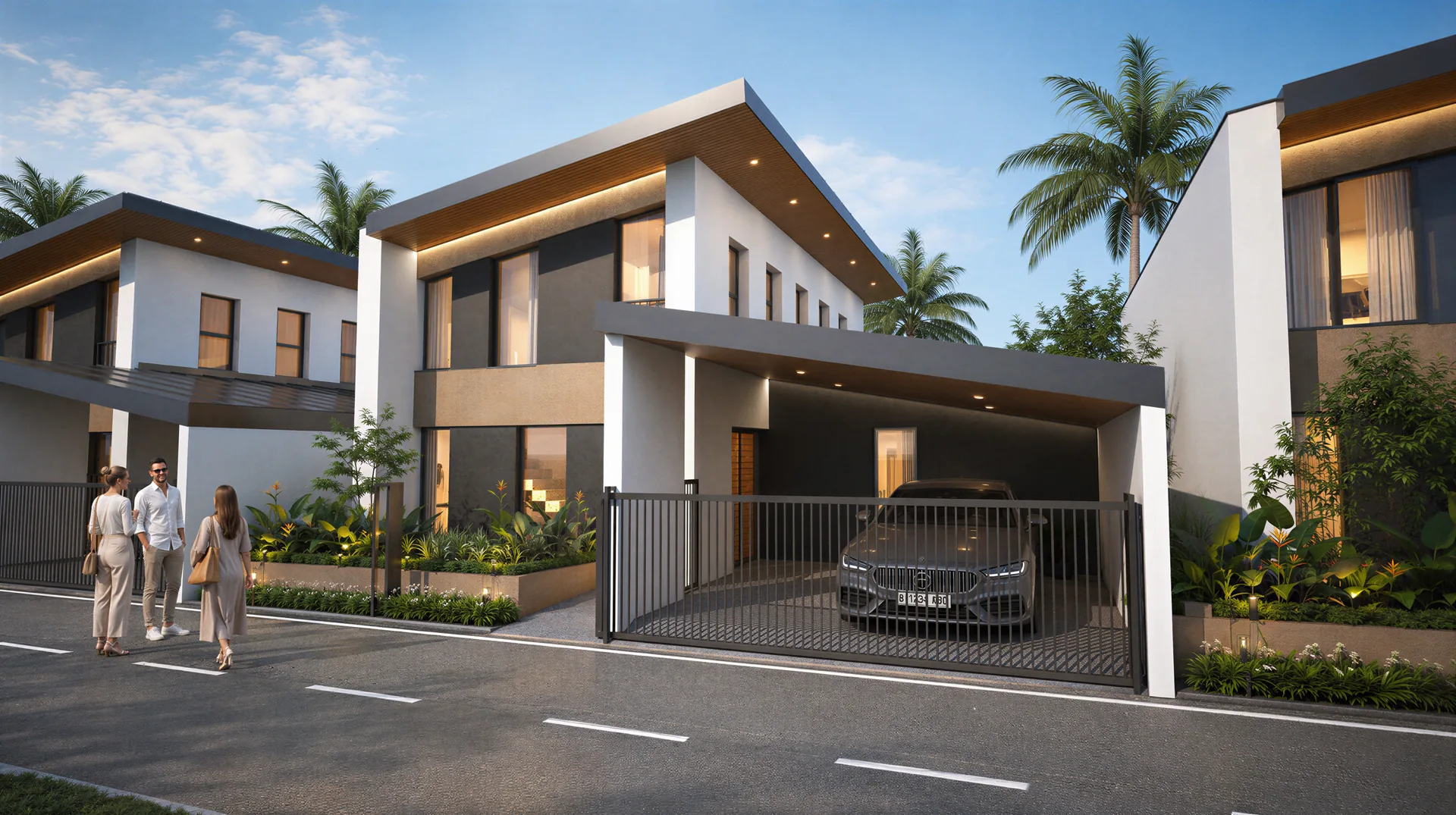 Luxury villa pool terrace in tropical surroundings